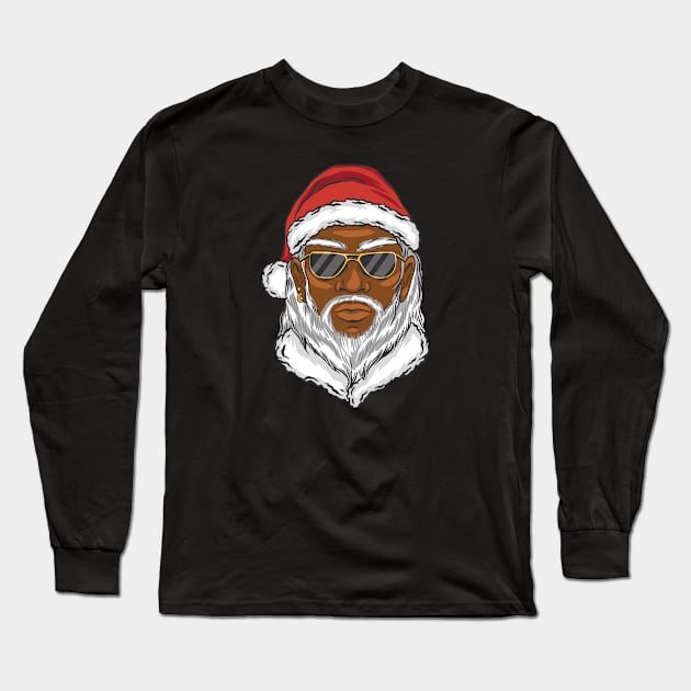 Black Santa Cartoon Long Sleeve T-Shirt by SLAG_Creative